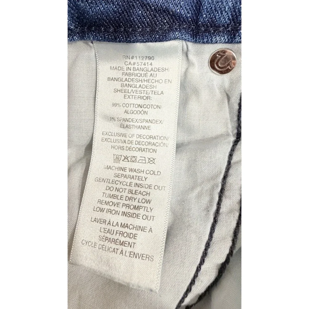 True Religion Ricky SN Men’s Blue Denim Shorts Size 38 Cuffed Relaxed Straight